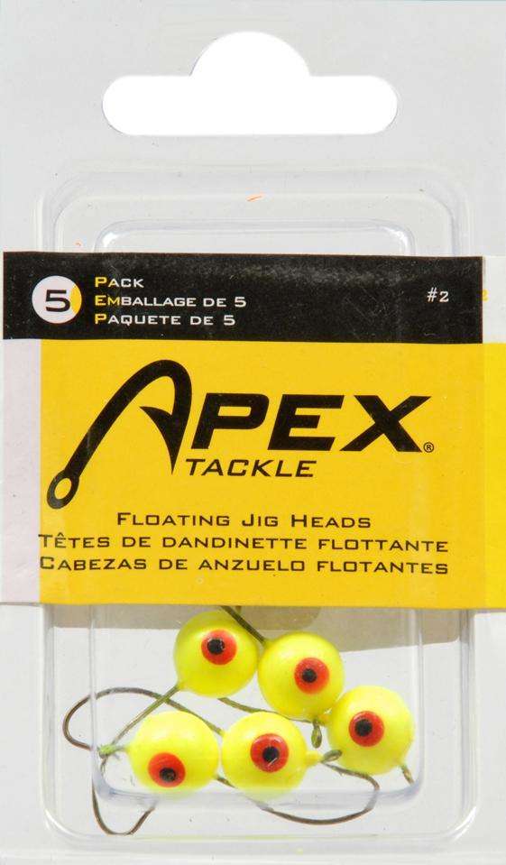 Apex Chartreuse Floating Jighead 5 Pack #2 - Razor-Sharp Strong