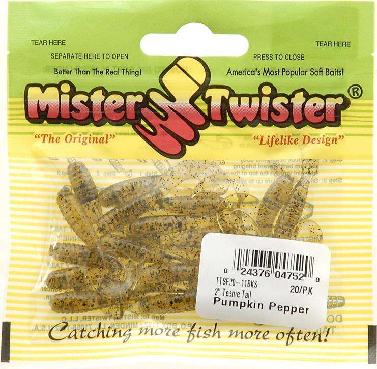 Mister Twister Pumpkin Pepper Curly Grub Tail Bait 20 PK 2'' - Soft Plastic  Lure at Outdoor Shopping