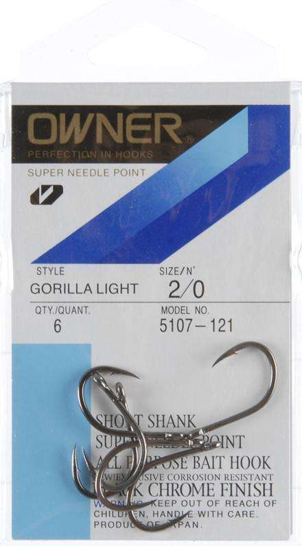 Owner 5107-121 Gorilla Light 6 per Pack Size 2/0 Fishing Hook