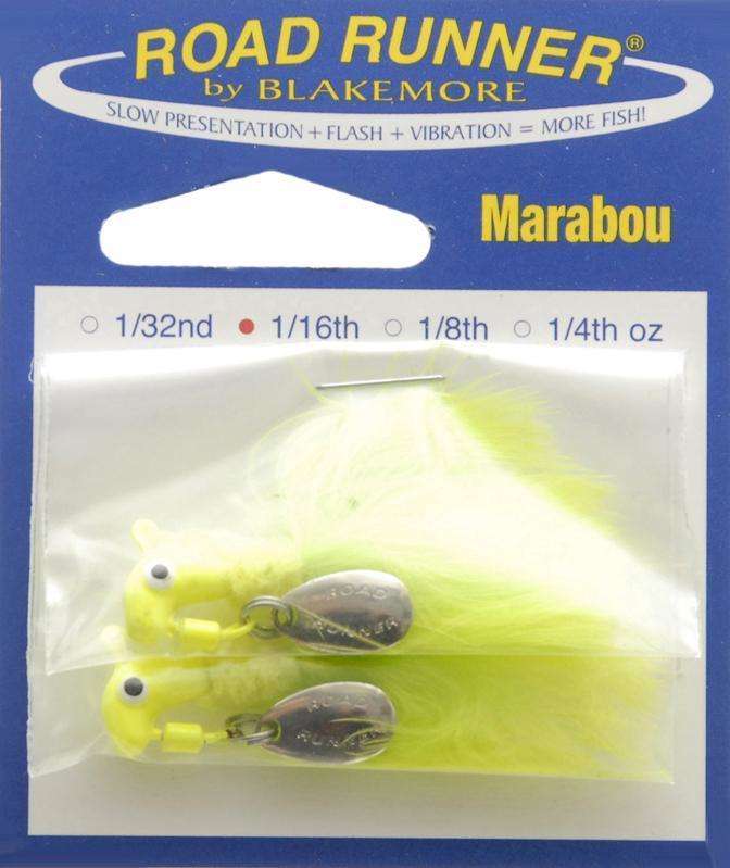 Road Runner Chartruese Marabou 1/16 Ounce 2 Pack - For Crappies