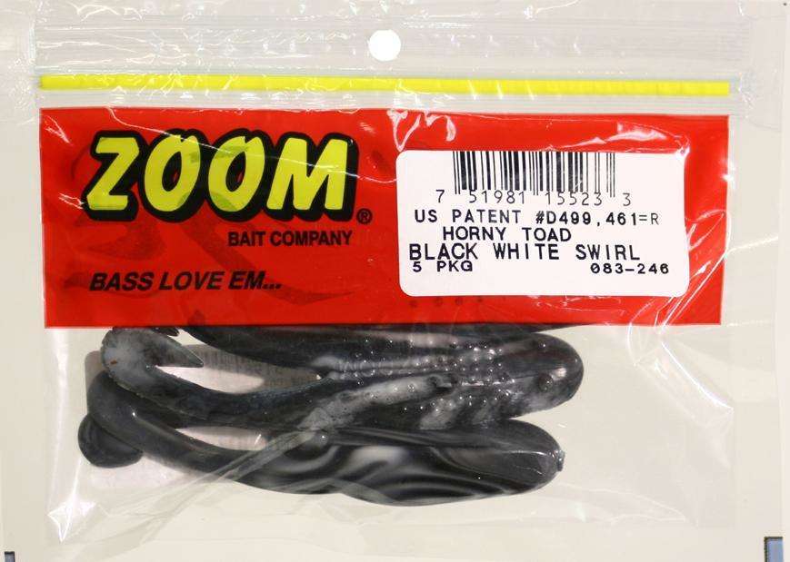 Zoom Black/White Swirl Horny Toad Bait Pack Of 5 - Fishing, Soft Plastic,  4.5'' at Outdoor Shopping
