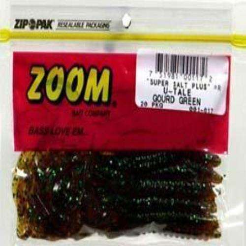Zoom Gourd Green U Tail Worm Bait 20 Pack 6'' - Realistic, Ideal For Bass,  etc at Outdoor Shopping