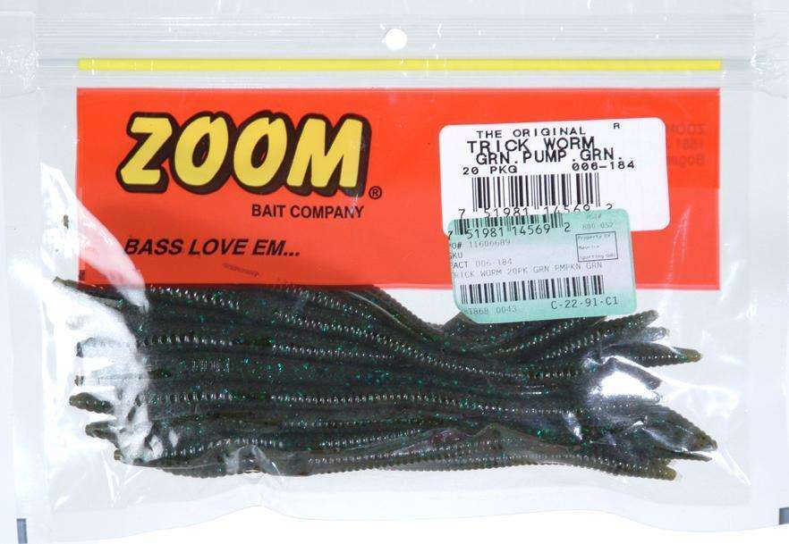 Zoom Green Pumpkin Trick Worm Bait 20 Pack 6.75'' - Ideal Lure For Bass,  etc at Outdoor Shopping