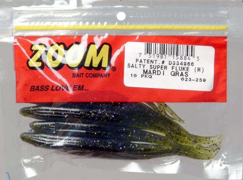 Zoom Mardi Gras Salty Super Fluke Fishing Bait 10 Pack 5'' - Known Fish ...