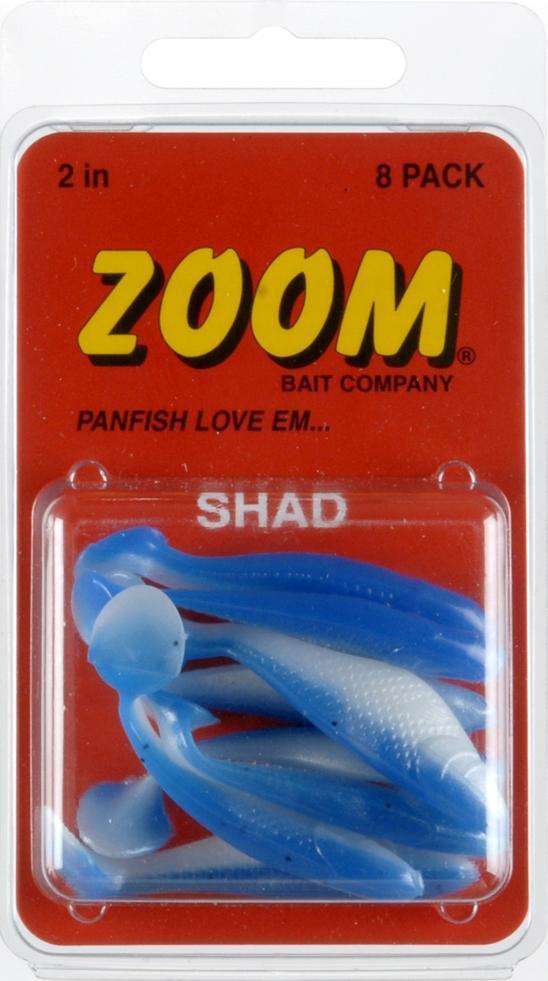 Zoom Pearl Blue Shad Bodies Fishing Bait 8 Pack 2'' - Ideal For  Game/Panfish