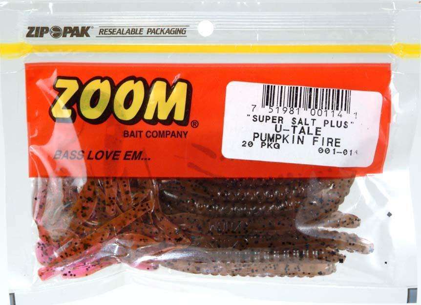 Zoom Pumpkin Fire U Tail Worm Bait 20 Pack 6'' - Realistic, Ideal