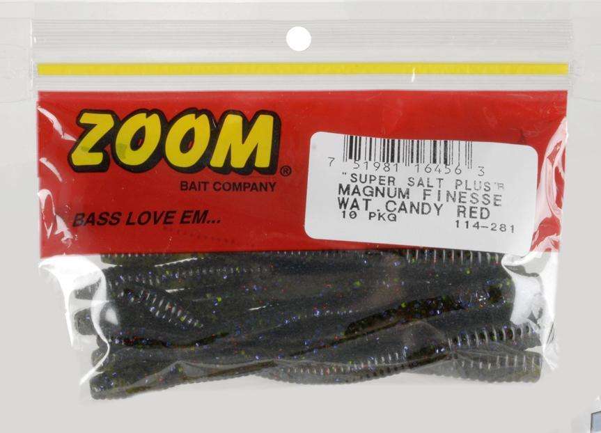 Zoom Watermelon Candy Red Magnum Finesse Worm Bait 10 Pack 5'' -  Soft/Life-Like at Outdoor Shopping
