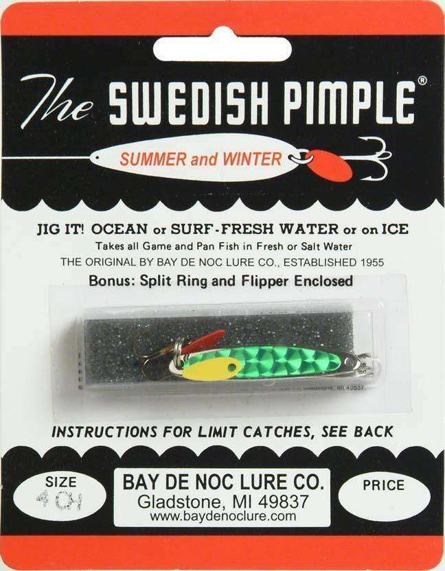 Bay De Noc Prism Chartreuse Lure Co. Swedish Pimple .25 Ounce Size 4