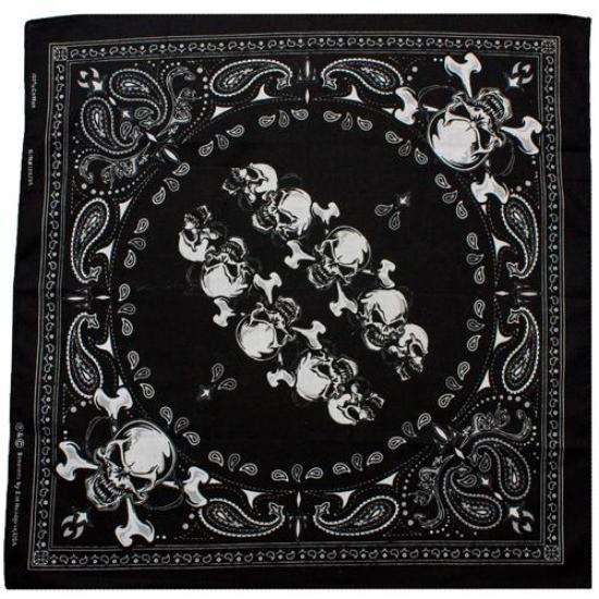 Download Black/White Skull Row Cotton Bandana - One Dozen/22'' x 22 ...