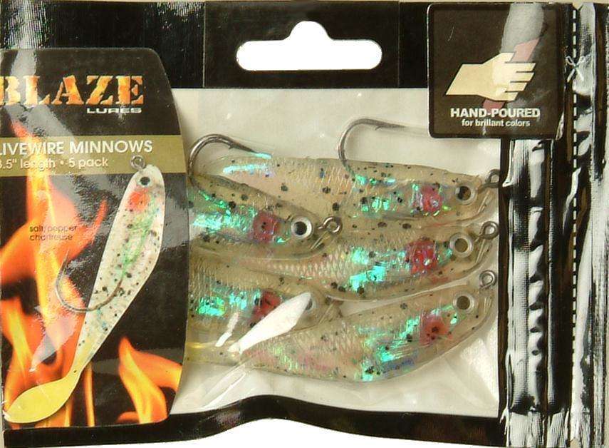 Blaze Lures Salt & Pepper Back Livewire Minnow Bait 5 Pack 3.5' - Fishing/hooks  at OutdoorShopping