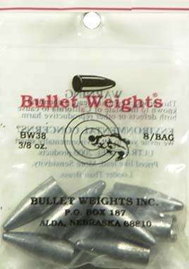 Bullet Weights Slip Sinker 8 Pack Bag 3/8 Ounce - Concave Base Fits Worm  Nose