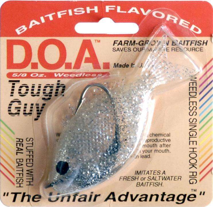 D.O.A Clear/Silver Glitter Tough Guy Weedless Lure 5/8 Ounce