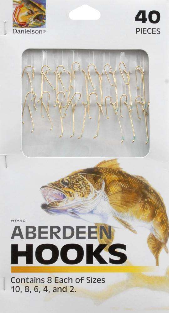 Danielson Aberdeen Snelled Hooks 40 Pack - Easily Attaches To Swivel