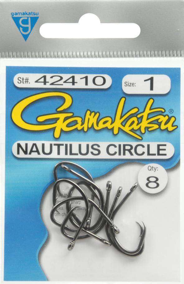 Gamakatsu Black Nautilus Circle Hooks Size 6/0 - Secure Hook Ups/Harmless  Releases