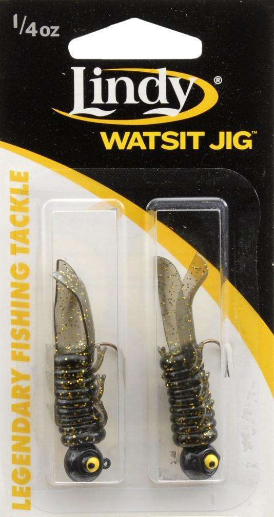 Lindy Black/Gold Flake Watsit Jig 2 Pack .25 Ounce - 3D Eyes/Insect Like  Body