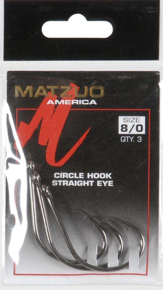 Matzuo Black Chrome Straight Eye Circle Hook 3 Pack Size 6/0 - Non-Offset