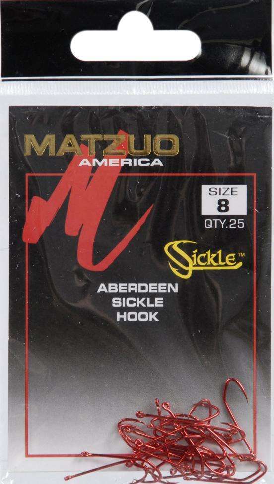 Matzuo Sickle Aberdeen Hook 25 Pack Size 8 - Specially Tempered Hooks Flex
