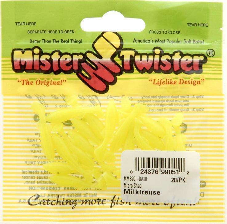 Mister Twister Milktreuse Micro Shad Lure 20 Pack 1' - Perfect For