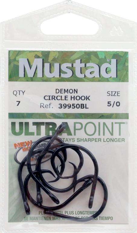 Mustad Black Demon Circle Hook 7 Per Pack Size 5/0 - Opti-angle Needle ...