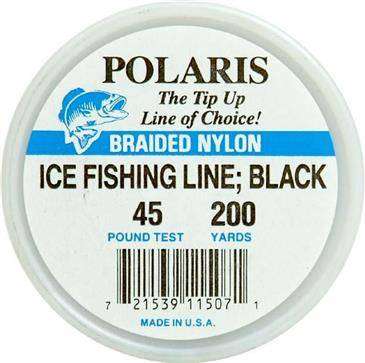 Polaris Black 200 Yard Ice Fishing Line 45 LBS Test - USA Made Braided  Nylon
