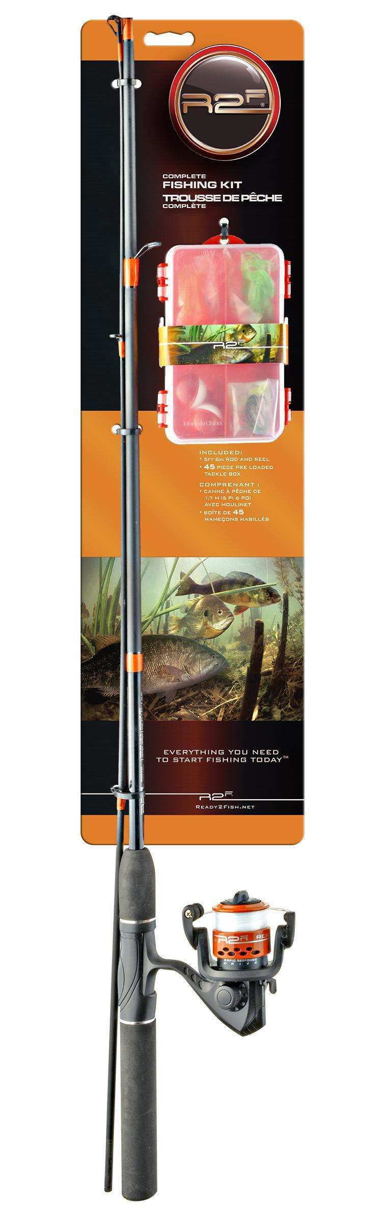 Ready 2 Fish Complete Fishing Kit - 45 Piece Tackle Kit w/Reusable Box