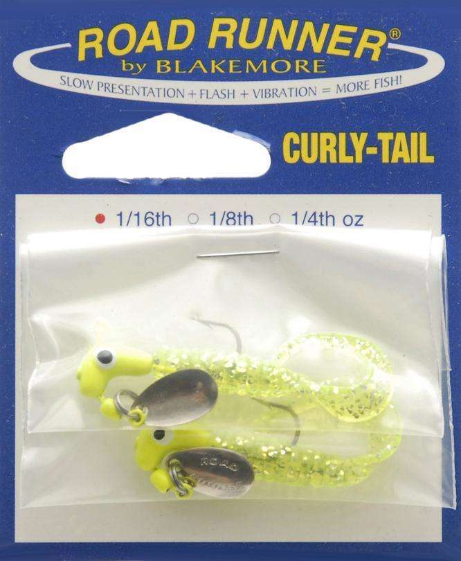 Road Runner Chartreuse/Lime/Chartreuse Curly Tails 1/8 Ounce