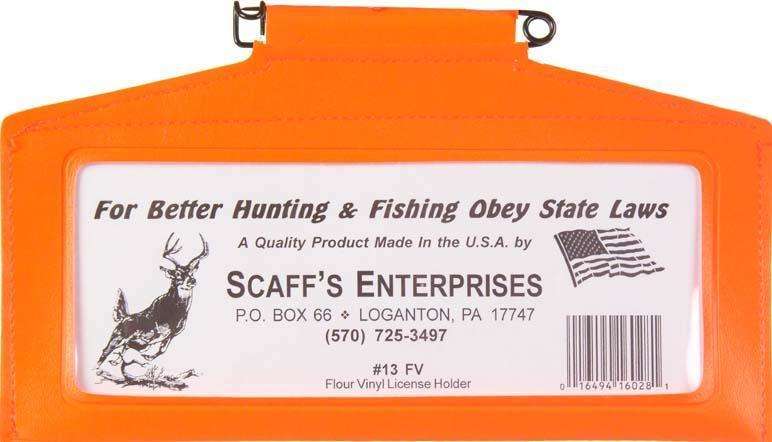 Scaff's Enterprises Fluorescent Orange License Holder - 9.75'' x 5.25''/USA  Made