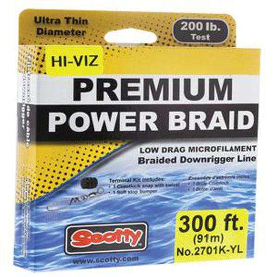Scotty Premium Power Braid Downrigger Line Hi-Vis Yellow - 200Lb