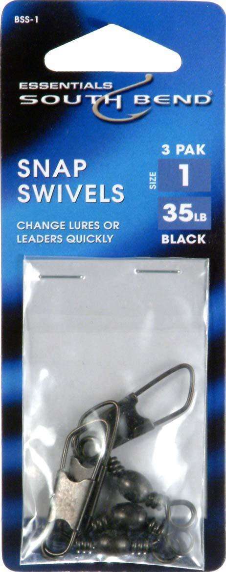 South Bend Black Snap Swivels Size 7 - Change Lures Or Leaders