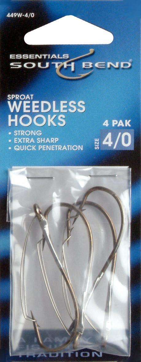 South Bend Sproat Weedless Wooks 4 Pack Size 4/0 - Extra Sharp