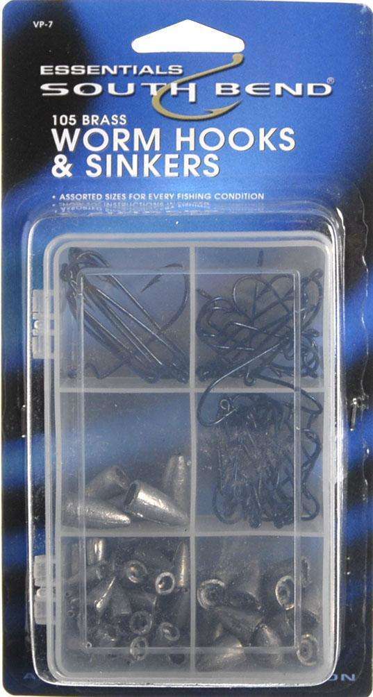 South Bend Value Pak Worm Weights/Hooks - 6 Compartment Fishing Utility Box