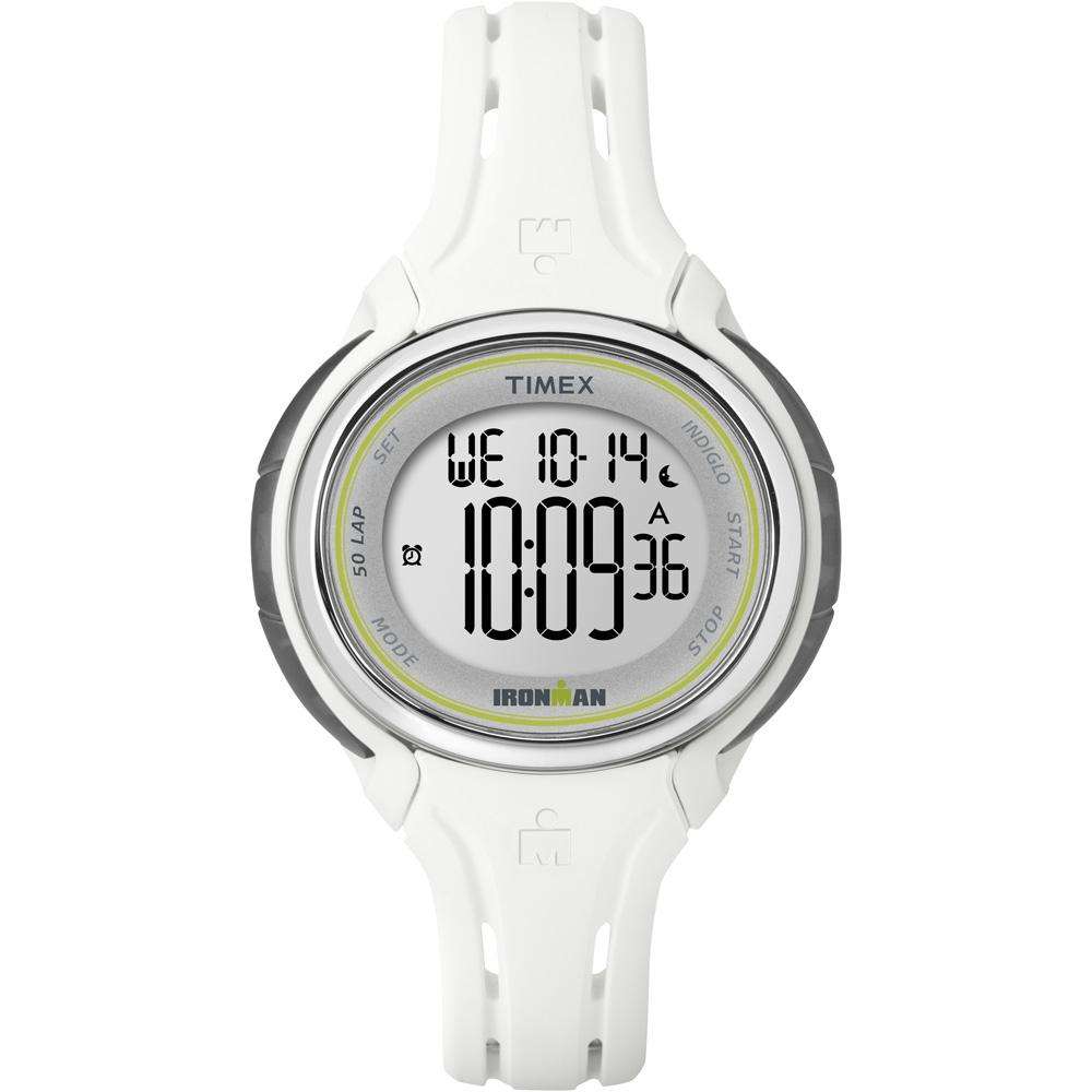 Timex Ironman Sleek 50 Lap Mid Size Watch White Indiglo Night Light At Outdoorshopping