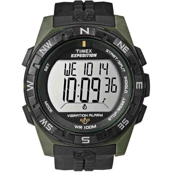 Timex Rugged Vibrating Alarm Watch Water Resistant To 100M/Indiglo