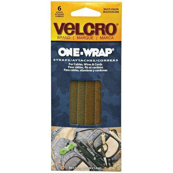 Velcro Assorted Color One-wrap 6 Pack 8'' X .5'' - Weatherproof Strong 