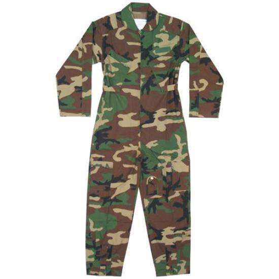 Woodland Camouflage Kids USAF Air Force Style Zippered Flight Suit