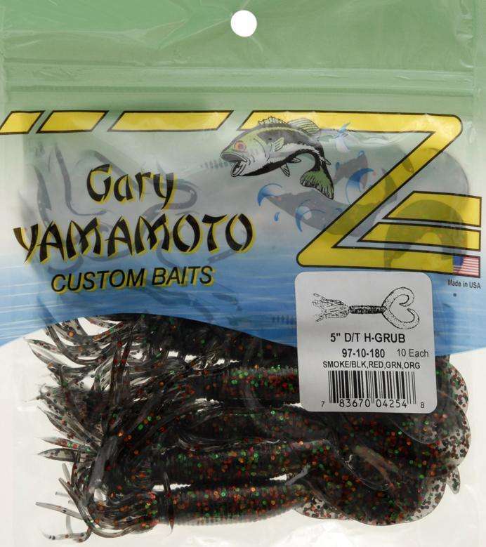 Yamamoto Smoke/black/red/green/orange Hula Grub Fishing Bait 10