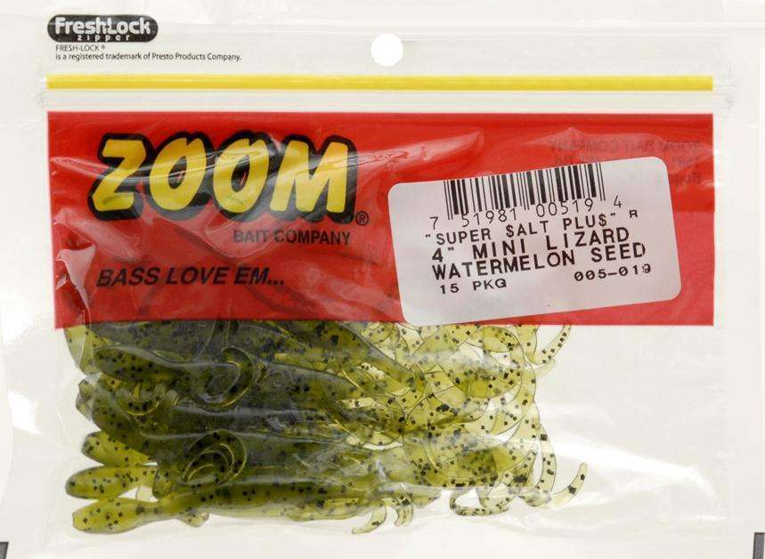 Zoom's Mini Lizard Soft Plastic Freshwater Fishing Bait, Chartreuse Pepper,  4, 15-pack, Soft Baits 