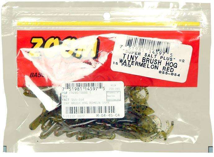 Zoom Watermelon Red Tiny Brush Hog Fish Bait 15 Pack - Ideal For A Carolina  Rig
