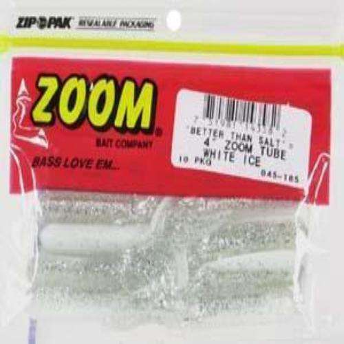 Zoom White Ice Zoom Tube Bait 10 Pack 4 - Lifelike Body/ Ideal Fish Catcher  at OutdoorShopping
